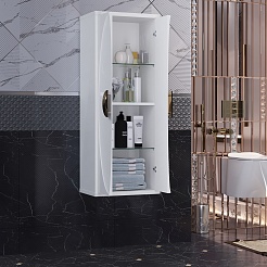 Opadiris Шкаф пенал Ибица 45 подвесной белый/золото – фотография-3